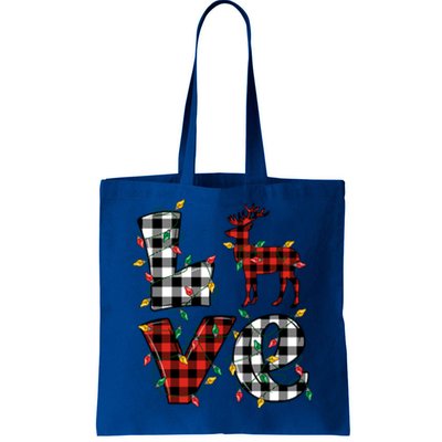 Deer Lovers Matching Christmas Buffalo Plaid Tote Bag