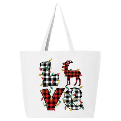 Deer Lovers Matching Christmas Buffalo Plaid 25L Jumbo Tote