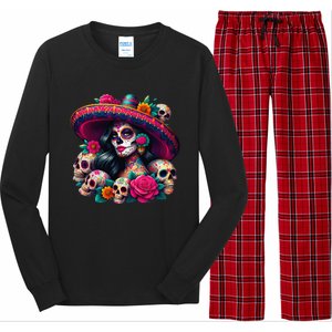 De Los Muertos La Catrina Day Of The Dead Sugar Skull Women Long Sleeve Pajama Set