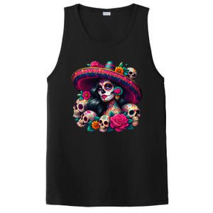 De Los Muertos La Catrina Day Of The Dead Sugar Skull Women PosiCharge Competitor Tank