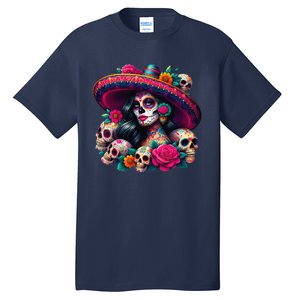 De Los Muertos La Catrina Day Of The Dead Sugar Skull Women Tall T-Shirt