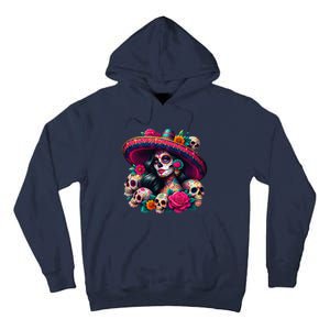 De Los Muertos La Catrina Day Of The Dead Sugar Skull Women Tall Hoodie