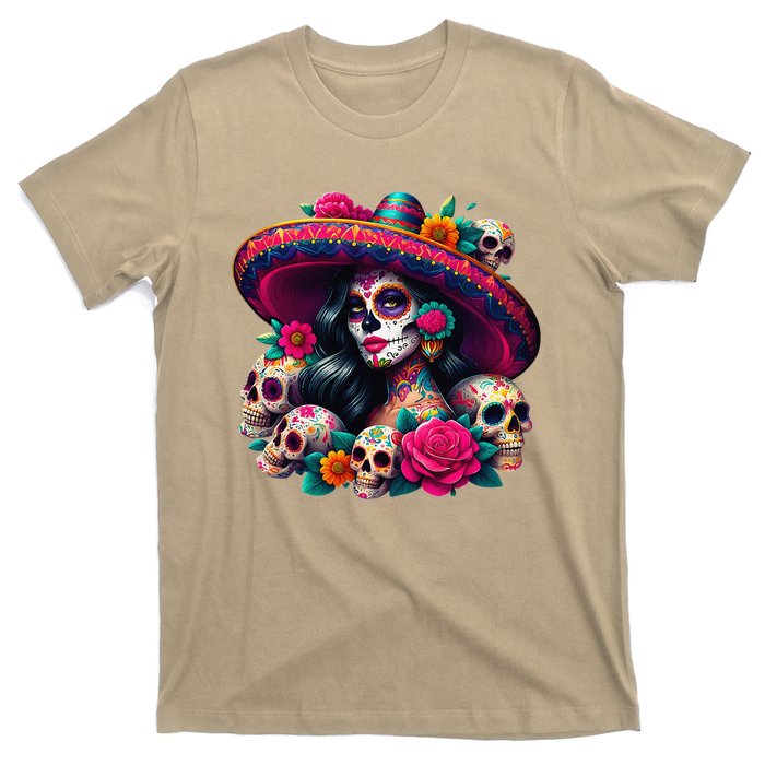 De Los Muertos La Catrina Day Of The Dead Sugar Skull Women T-Shirt