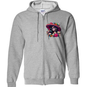 De Los Muertos La Catrina Day Of The Dead Sugar Skull Women Full Zip Hoodie