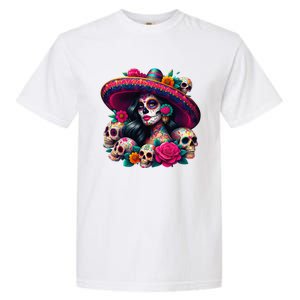 De Los Muertos La Catrina Day Of The Dead Sugar Skull Women Garment-Dyed Heavyweight T-Shirt