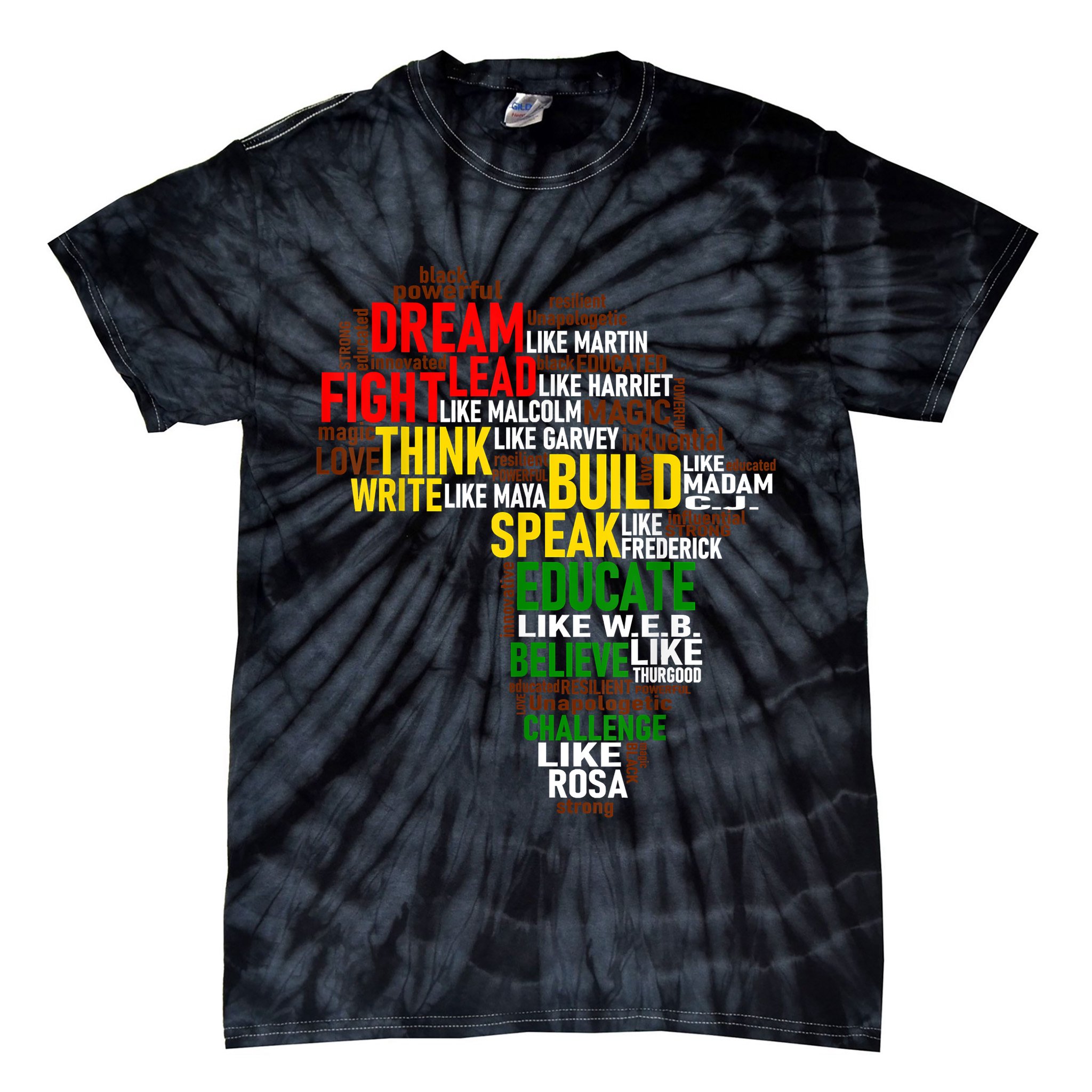 Dream Like Martin Black History Month African Celebration Tie-Dye T-Shirt