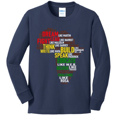 Dream Like Martin Black History Month African Celebration Kids Long Sleeve Shirt