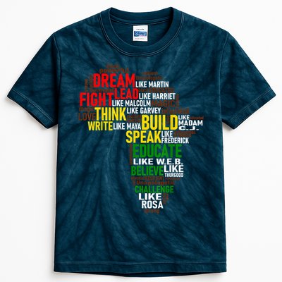 Dream Like Martin Black History Month African Celebration Kids Tie-Dye T-Shirt