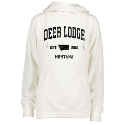 Deer Lodge Montana Mt Vintage Established Athletic Sports Design Womens Funnel Neck Pullover Hood