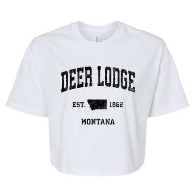 Deer Lodge Montana Mt Vintage Established Athletic Sports Design Bella+Canvas Jersey Crop Tee