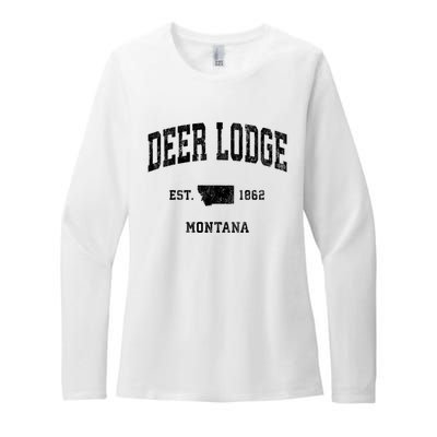 Deer Lodge Montana Mt Vintage Established Athletic Sports Design Womens CVC Long Sleeve Shirt