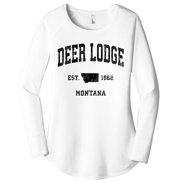 Deer Lodge Montana Mt Vintage Established Athletic Sports Design Women's Perfect Tri Tunic Long Sleeve Shirt