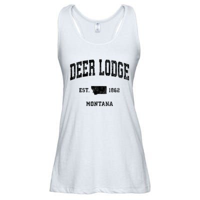 Deer Lodge Montana Mt Vintage Established Athletic Sports Design Ladies Essential Flowy Tank