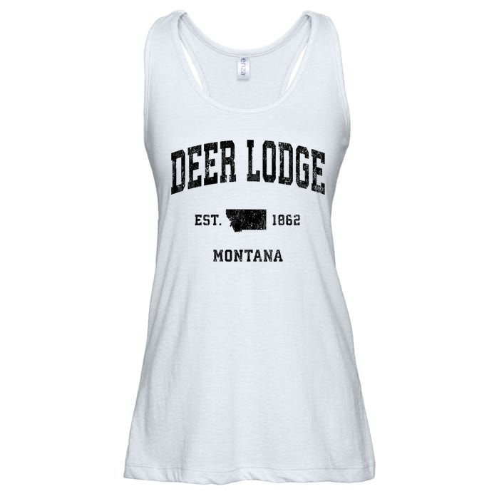 Deer Lodge Montana Mt Vintage Established Athletic Sports Design Ladies Essential Flowy Tank