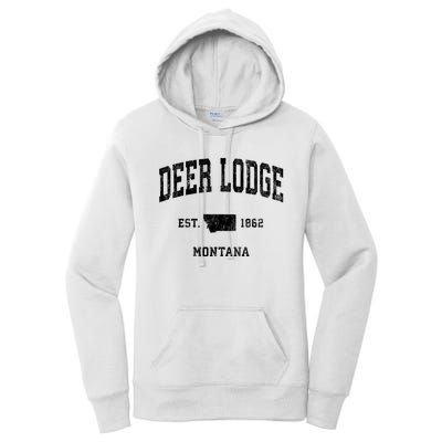 Deer Lodge Montana Mt Vintage Established Athletic Sports Design Women's Pullover Hoodie