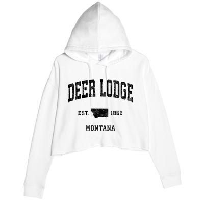 Deer Lodge Montana Mt Vintage Established Athletic Sports Design Crop Fleece Hoodie