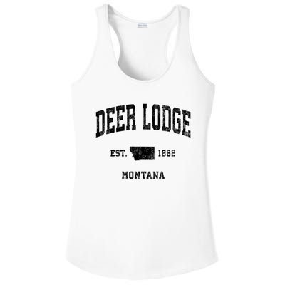 Deer Lodge Montana Mt Vintage Established Athletic Sports Design Ladies PosiCharge Competitor Racerback Tank