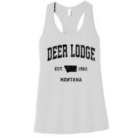 Deer Lodge Montana Mt Vintage Established Athletic Sports Design Women's Racerback Tank