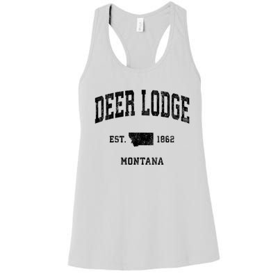 Deer Lodge Montana Mt Vintage Established Athletic Sports Design Women's Racerback Tank