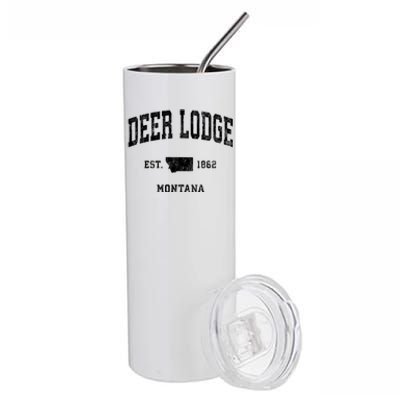 Deer Lodge Montana Mt Vintage Established Athletic Sports Design Stainless Steel Tumbler