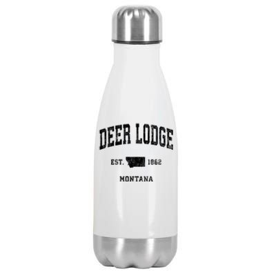 Deer Lodge Montana Mt Vintage Established Athletic Sports Design Stainless Steel Insulated Water Bottle