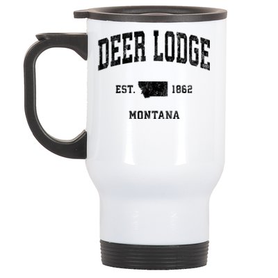 Deer Lodge Montana Mt Vintage Established Athletic Sports Design Stainless Steel Travel Mug