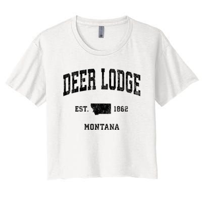 Deer Lodge Montana Mt Vintage Established Athletic Sports Design Women's Crop Top Tee