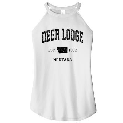 Deer Lodge Montana Mt Vintage Established Athletic Sports Design Women's Perfect Tri Rocker Tank