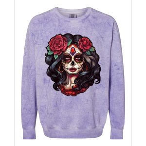 De Los Muertos La Catrina Day Of The Dead Sugar Skull Women Colorblast Crewneck Sweatshirt