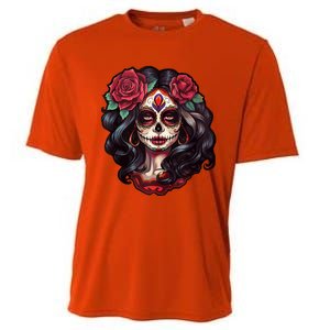 De Los Muertos La Catrina Day Of The Dead Sugar Skull Women Cooling Performance Crew T-Shirt