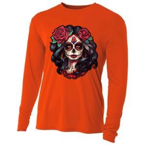 De Los Muertos La Catrina Day Of The Dead Sugar Skull Women Cooling Performance Long Sleeve Crew