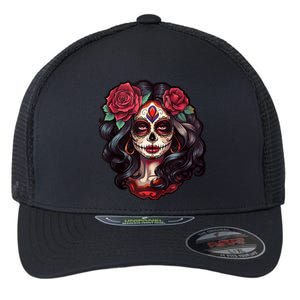 De Los Muertos La Catrina Day Of The Dead Sugar Skull Women Flexfit Unipanel Trucker Cap