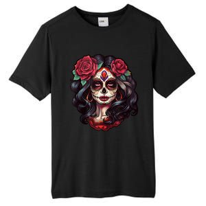 De Los Muertos La Catrina Day Of The Dead Sugar Skull Women Tall Fusion ChromaSoft Performance T-Shirt