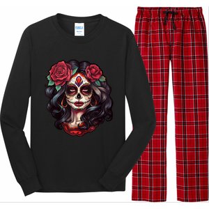 De Los Muertos La Catrina Day Of The Dead Sugar Skull Women Long Sleeve Pajama Set