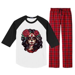 De Los Muertos La Catrina Day Of The Dead Sugar Skull Women Raglan Sleeve Pajama Set