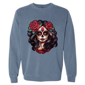 De Los Muertos La Catrina Day Of The Dead Sugar Skull Women Garment-Dyed Sweatshirt