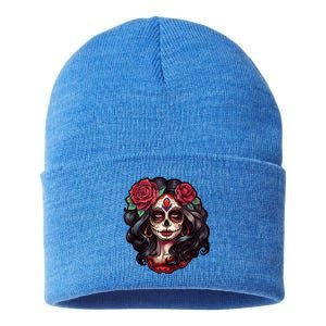 De Los Muertos La Catrina Day Of The Dead Sugar Skull Women Sustainable Knit Beanie