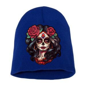 De Los Muertos La Catrina Day Of The Dead Sugar Skull Women Short Acrylic Beanie