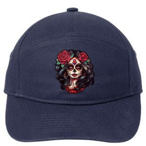 De Los Muertos La Catrina Day Of The Dead Sugar Skull Women 7-Panel Snapback Hat