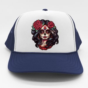 De Los Muertos La Catrina Day Of The Dead Sugar Skull Women Trucker Hat