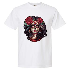 De Los Muertos La Catrina Day Of The Dead Sugar Skull Women Garment-Dyed Heavyweight T-Shirt