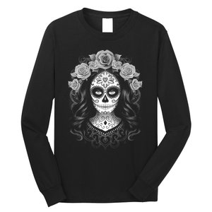 De Los Muertos La Catrina Day Of The Dead Sugar Skull Women Long Sleeve Shirt