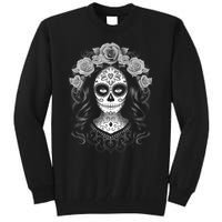 De Los Muertos La Catrina Day Of The Dead Sugar Skull Women Tall Sweatshirt