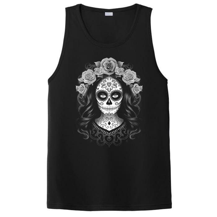 De Los Muertos La Catrina Day Of The Dead Sugar Skull Women PosiCharge Competitor Tank