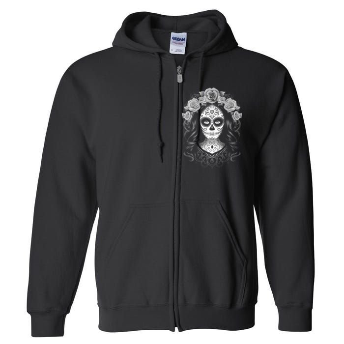 De Los Muertos La Catrina Day Of The Dead Sugar Skull Women Full Zip Hoodie