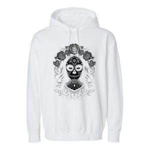 De Los Muertos La Catrina Day Of The Dead Sugar Skull Women Garment-Dyed Fleece Hoodie