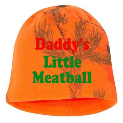 Daddys Little Meatball Funny Italian Joke Kati - Camo Knit Beanie