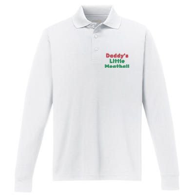 Daddy Little Meatball Italian Funny Daddy Little Meatball Father’s Day Performance Long Sleeve Polo