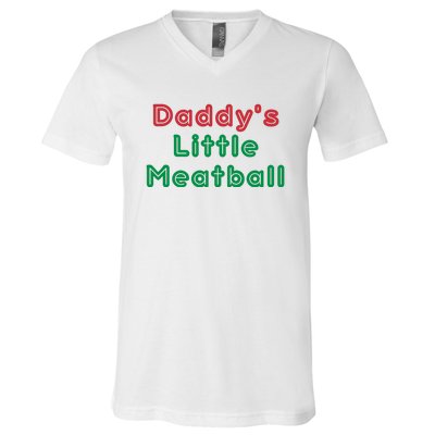 Daddy Little Meatball Italian Funny Daddy Little Meatball Father’s Day V-Neck T-Shirt