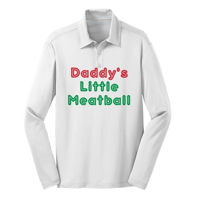 Daddy Little Meatball Italian Funny Daddy Little Meatball Father’s Day Silk Touch Performance Long Sleeve Polo